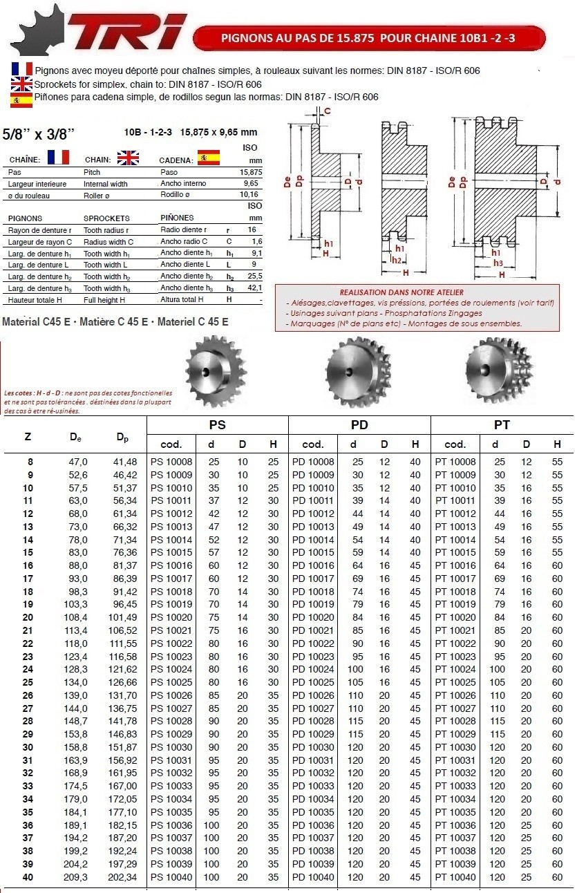 Pignon Double Vintage PB 3/49 - 1/10 échelle, 14 Et 20 Dents - Neuf, Pour Modélisme Ferroviaire