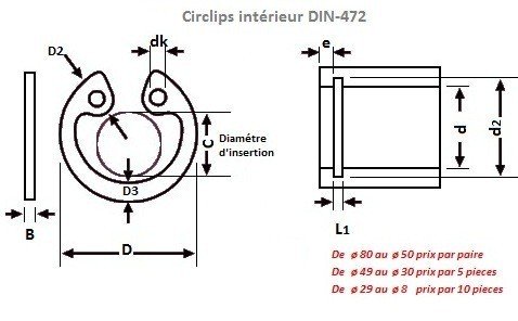 CIRCLIPS INTERIEUR INOX D. 37 POUR ALESAGES SELON DIN472